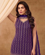 KC Latest Cocktail Wear Purple Chinon Sharara Suit For Women | Grocsy