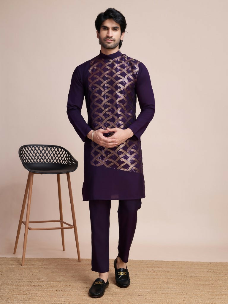 Vastranavya Traditional Festival Wear Pure Silk Thread & Sequence Embroidered Work Kurta | Grocsy