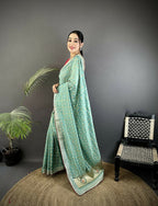 Joban Fashion Sea Green Bandhej Bandhani Vichitra Silk Bandhani Prints Saree | Grocsy