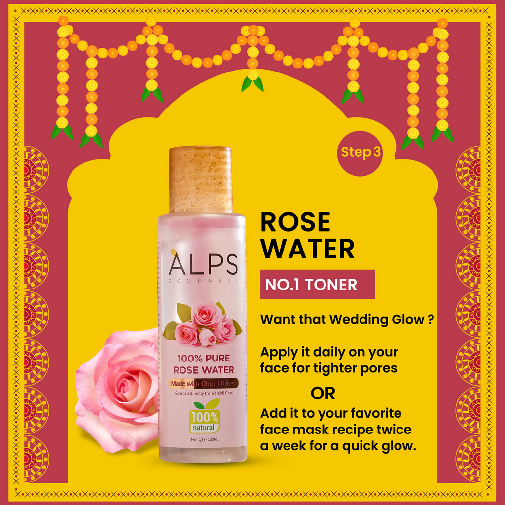 Alps Goodness Bridal Glow Kit (Beetroot Powder, Rose Water, Rosemary Water, Gold Facial Kit & Shea Butter) | Grocsy