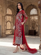 Teeya Creation Womens New Soft Net With Heavy Embroiedery With Sequence Work Red Kurta Set | Grocsy