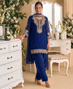 KC New Georgette Short Salwar Kameez Pakistani Style Navy Blue | Grocsy
