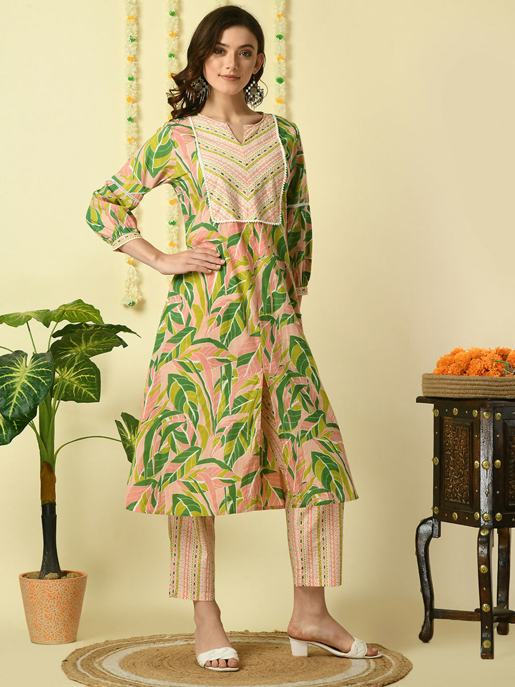 Myshka Women's Multi Pure Cotton Kurta & Palazzos With Dupatta Party Sets | Grocsy