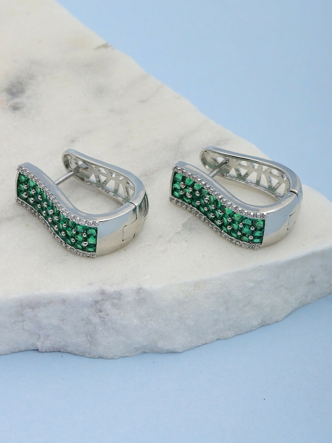 Green Hoops Earrings- Ruby Raang | Grocsy
