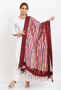 Mominos Fashion Moeza Women's Orgenza Multi Thread Mirror Work Maroon Dupatta | Grocsy