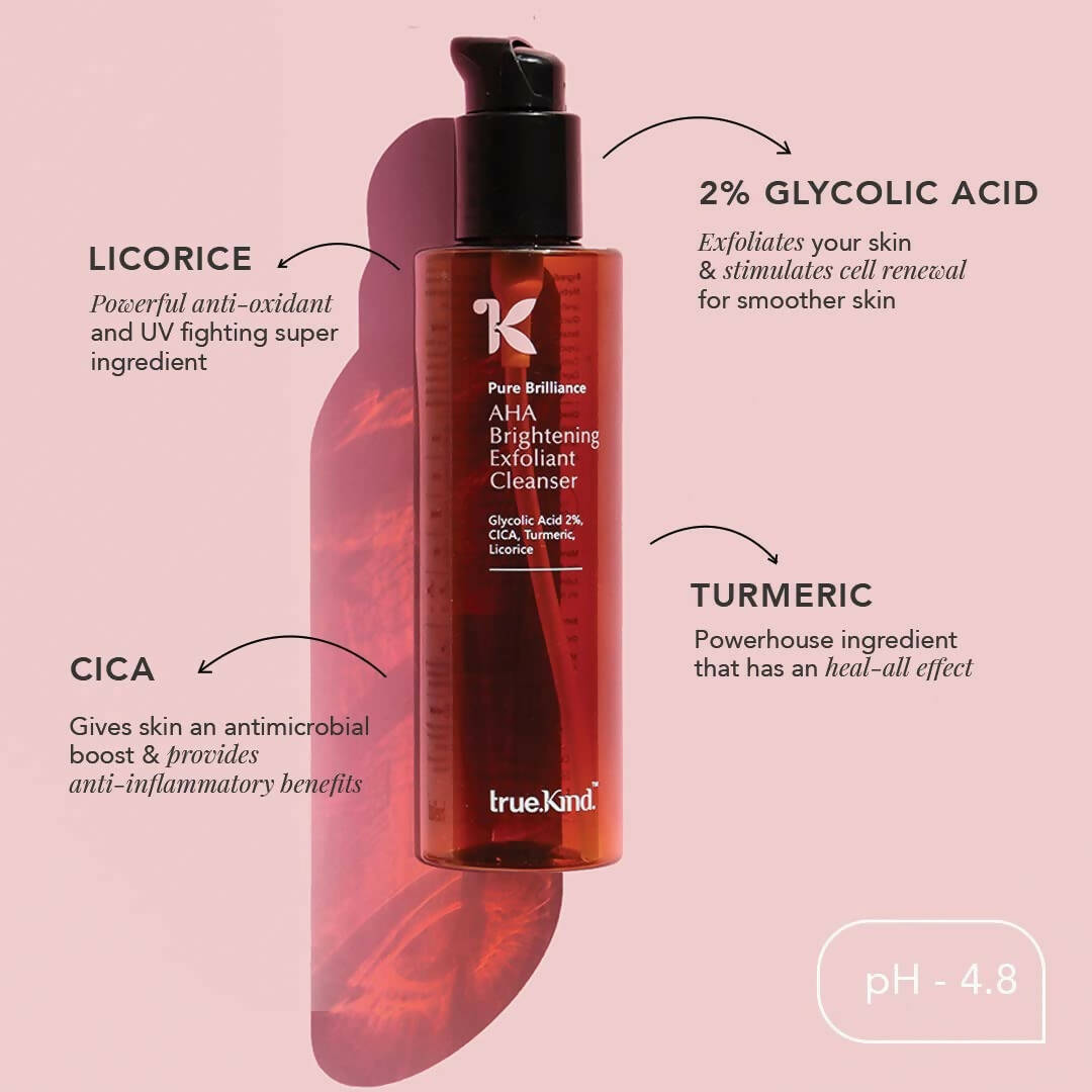 True Kind Pure Brilliance Aha Brightening Exfoliant Cleanser | Grocsy