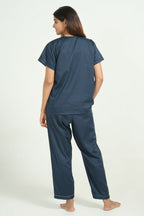 Breathables Women Cotton Night Suit Shirt And Pants Co-Ord Set I Night Wear | Co-Ord Set | Lounge Wear Set I Solid Colour | Grocsy