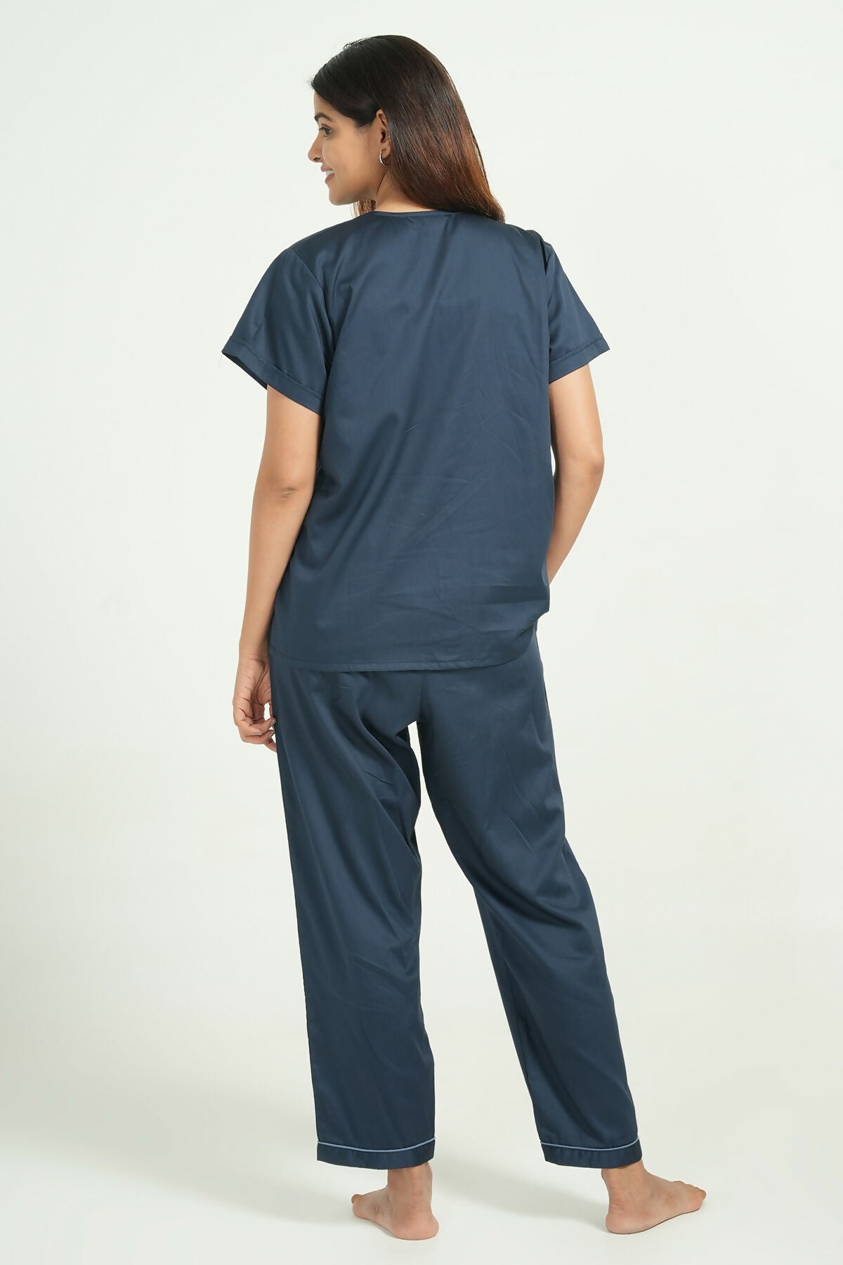 Breathables Women Cotton Night Suit Shirt And Pants Co-Ord Set I Night Wear | Co-Ord Set | Lounge Wear Set I Solid Colour | Grocsy