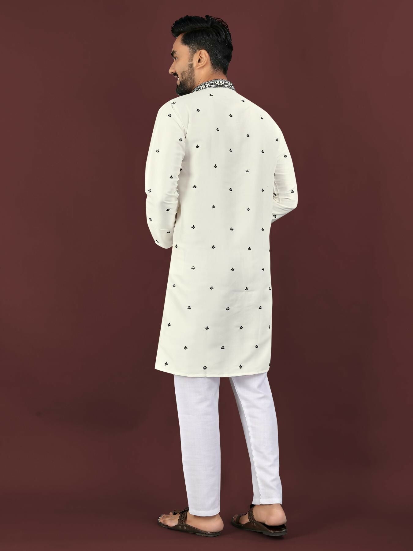 Anaita White Embroidered Silk Straight Kurta | Grocsy