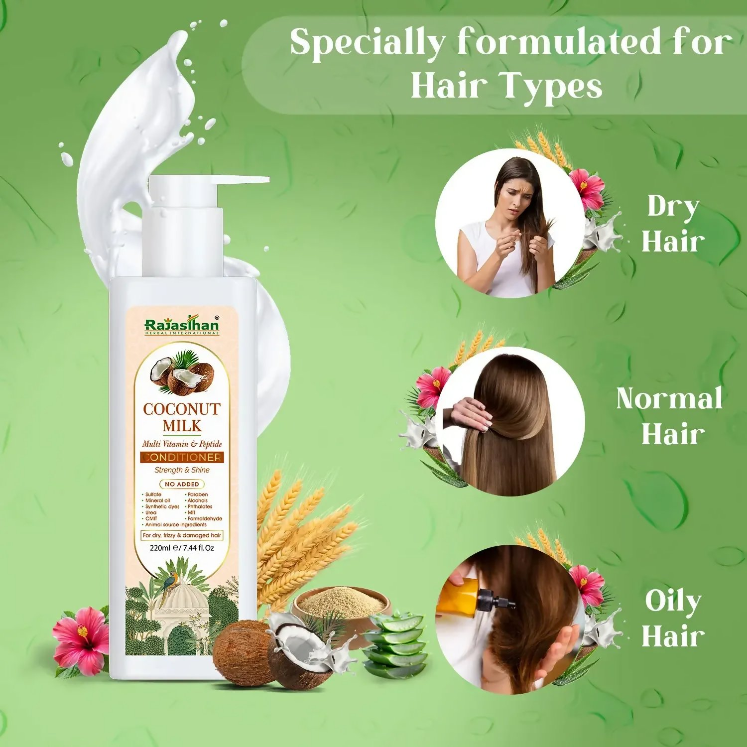 Rajasthan Herbals Coconut Milk Multi Vitamin & Peptide Conditioner | Grocsy