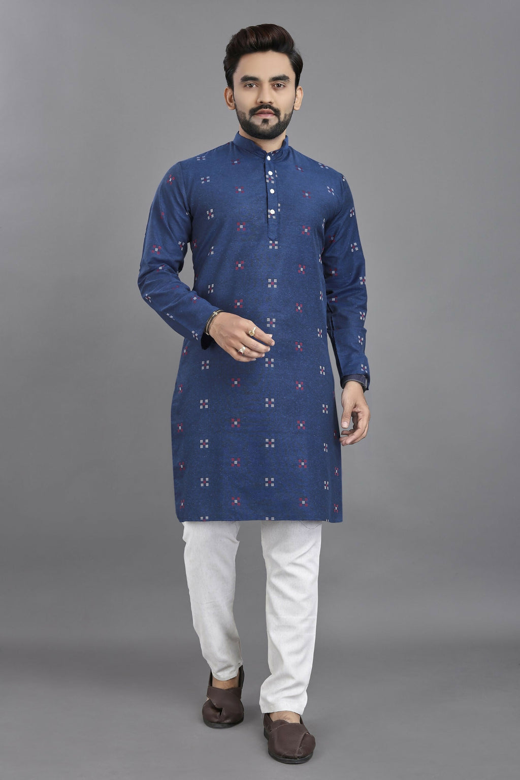 Anaita Teal Weaving Linen Cotton Straight Kurta | Grocsy