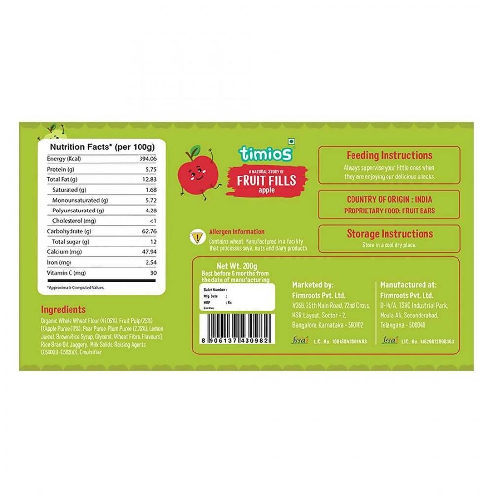 Timios Apple Fruit Fills Snack For Kids | Grocsy