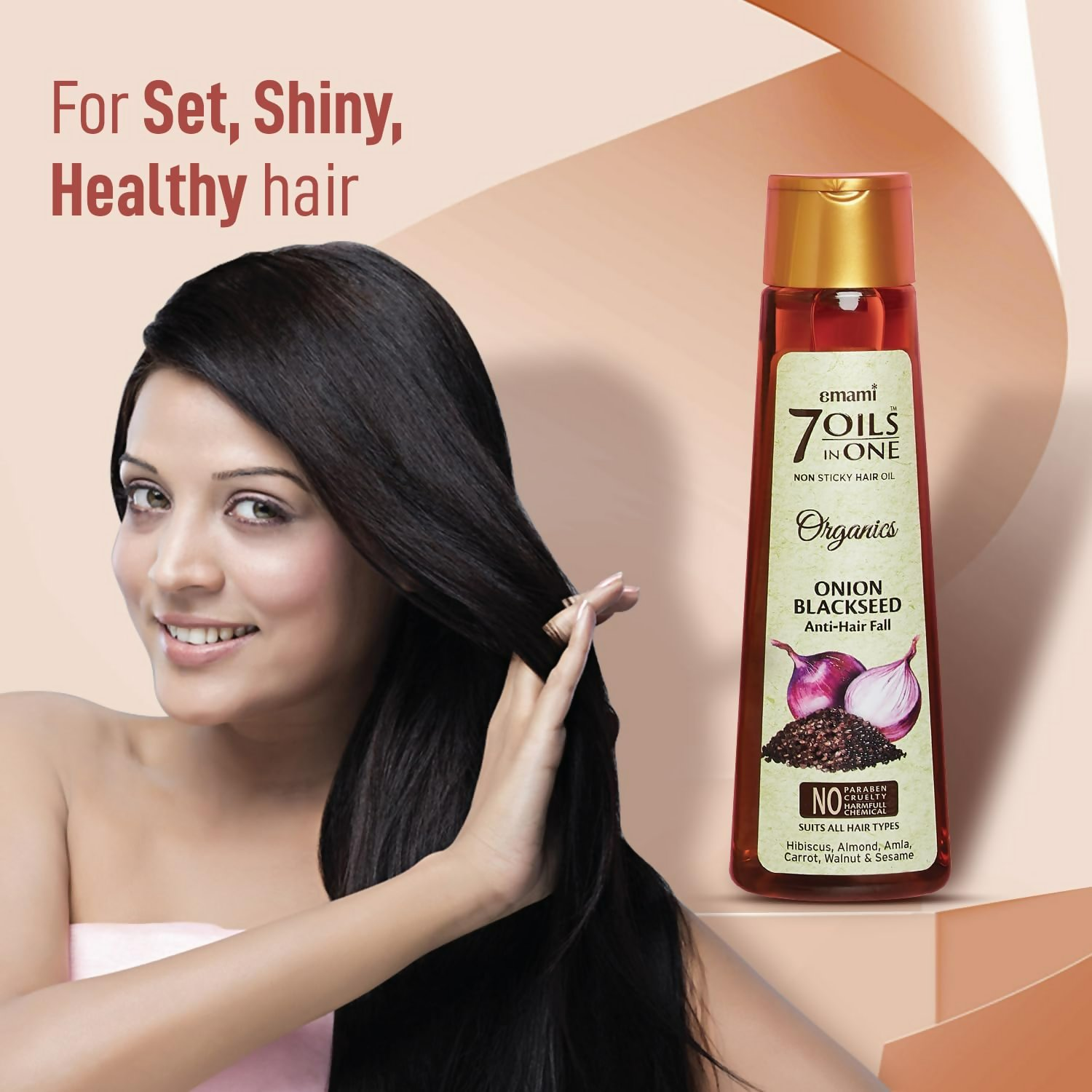 Emami 7 Oils In One Organics Onion Blackseed Hair Oil | Grocsy