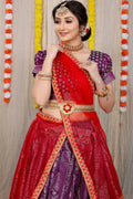 DEIANA'S Beautiful Pure Jari Silk Weaving Lehengha Choli - Wine | Grocsy