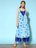 Ahalyaa Womens Royal Blue Poly Silk Printed Jumpsuit | Grocsy