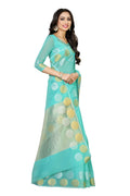 Mimosa Women's Turquoise Blue Kanchipuram Cotton Saree | Grocsy