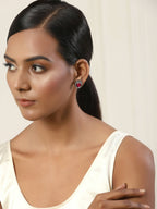 Pink Circular Studs Earrings - Ruby Raang | Grocsy