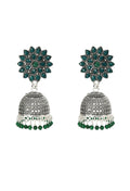 Mominos Fashion Joharkamal Kundan work Jhumka with Green Beads