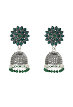 Mominos Fashion Joharkamal Kundan work Jhumka with Green Beads