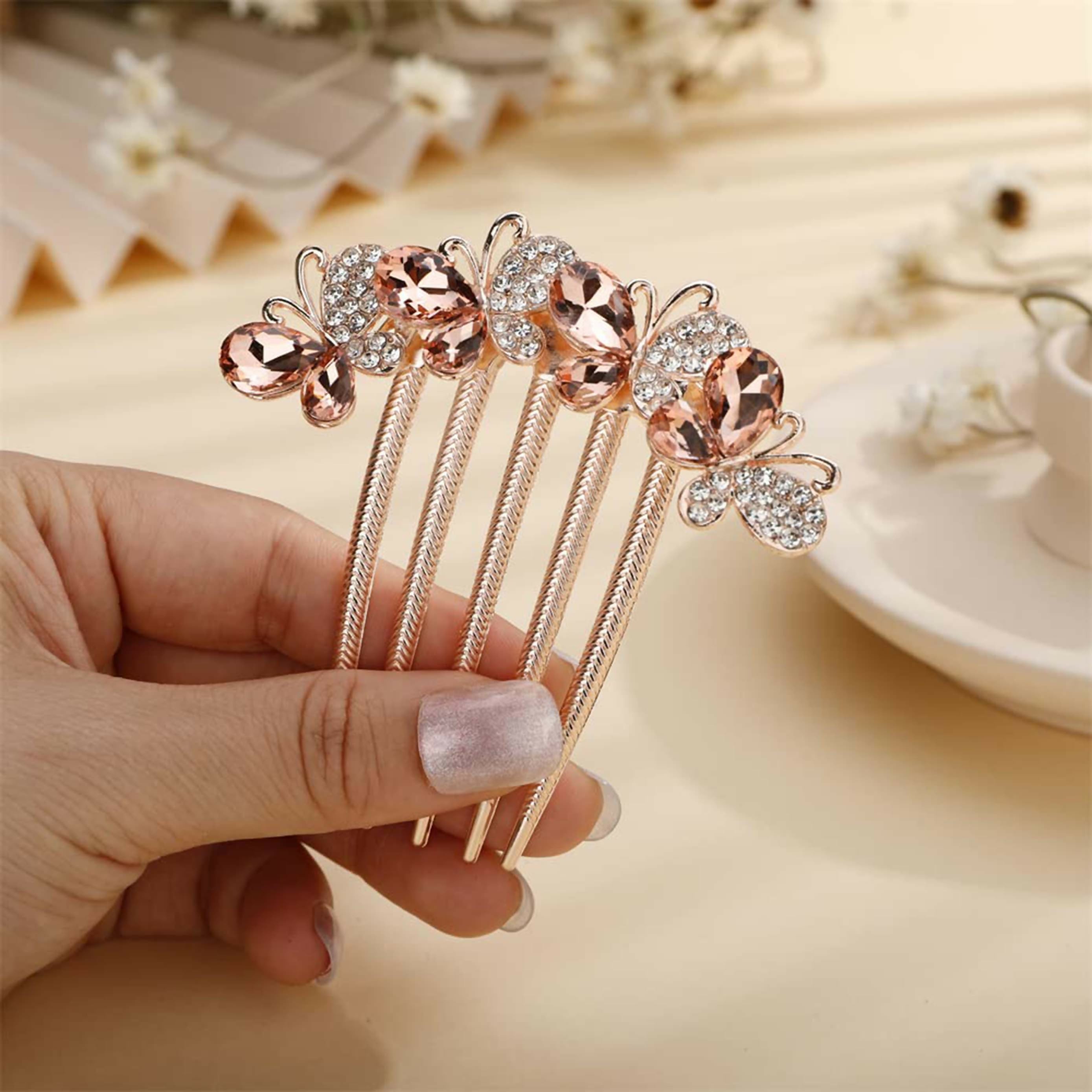 Joban Fashion Rose Gold Metal Flower Hair Comb Hairpin | Grocsy
