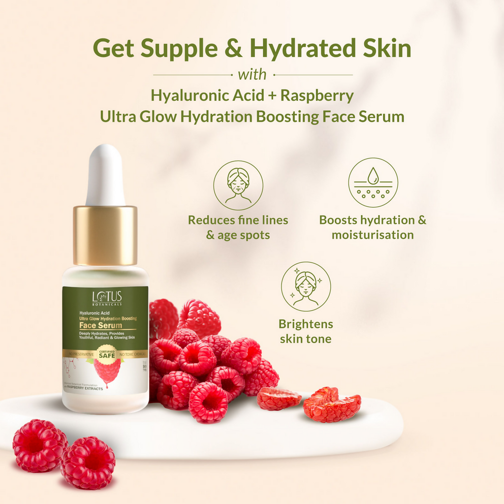Lotus Botanicals Hyaluronic Acid & Raspberry Ultra Glow & Hydration Boosting Serum | Grocsy