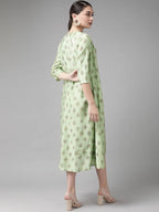 Yufta Silk Green Regular Dress Single | Grocsy
