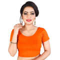 Vamika Orange Lycra Plain Blouse | Grocsy