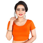 Vamika Orange Lycra Plain Blouse | Grocsy