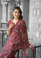 stylish Casual Brown Imported georgette Ready to Wear Fancy Saree - Ashwini | Grocsy