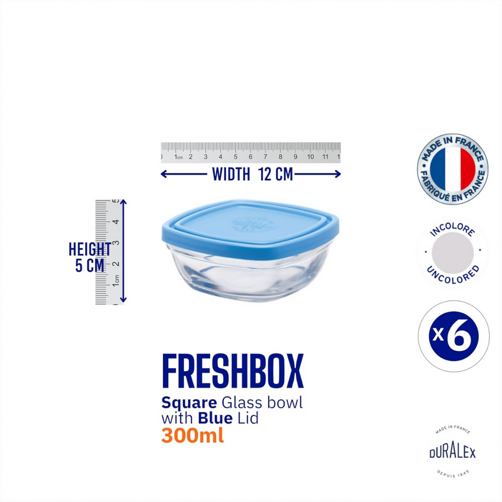 Duralex FreshBox Set of 6 Tempered Glass Container | Grocsy