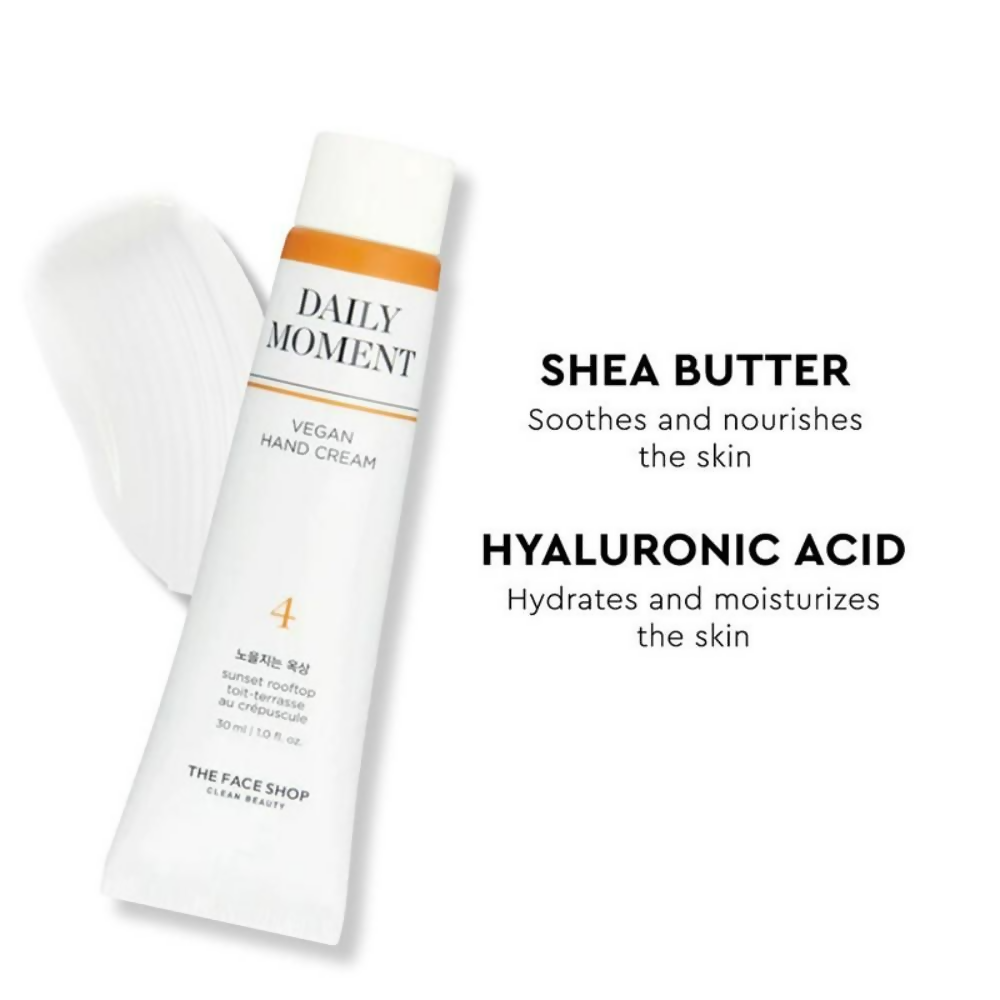 Face Shop Non-Greasy Vegan Hand Cream - Sunset Rooftop With Hyaluronic Acid | Grocsy