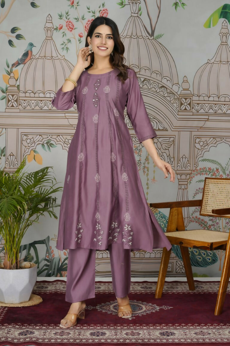 Ethnic Festive Wear Viscose Roman Silk Wine Stitched Pant Pair - Rashmika | Grocsy