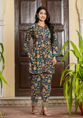 Kaajh Women's Blue Floral Printed Viscose Rayon Kurta Pant Set | Grocsy
