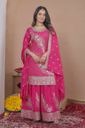 Teeya Creation Pink Color Natural Crepe Silk Wedding Wear Trending Salwar Suit | Grocsy