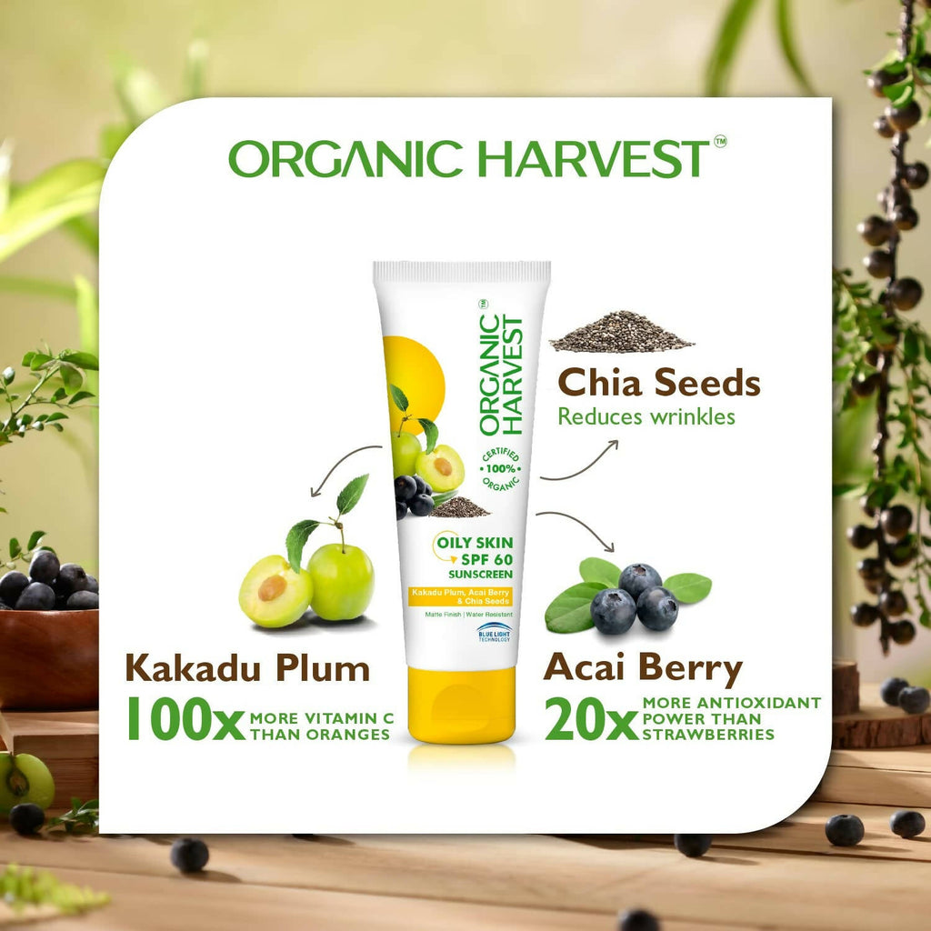 Organic Harvest Sunscreen - For Oily Skin SPF 60 | Grocsy