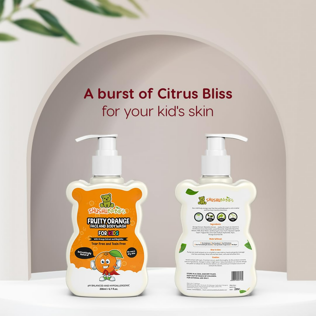 ShuShu Babies Fruity Orange Face and Body Wash (under 4-12 Years) | Grocsy