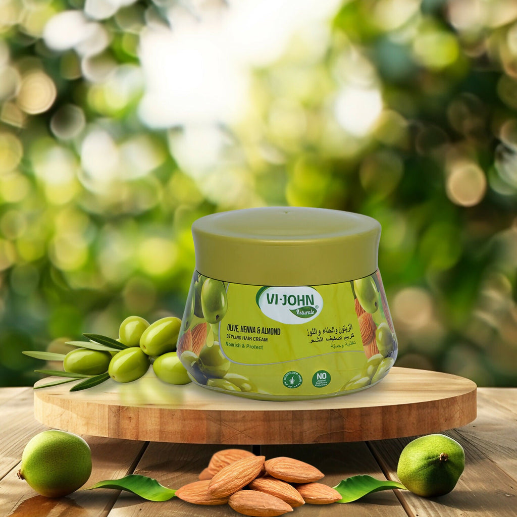VI-JOHN Naturale Olive, Heena & Almond Styling Hair Cream Strength & Shine | Grocsy