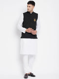 Even Apparels Black Pure Cotton Nehru Jacket With Eid Insignia NJ-PW668-EID | Grocsy