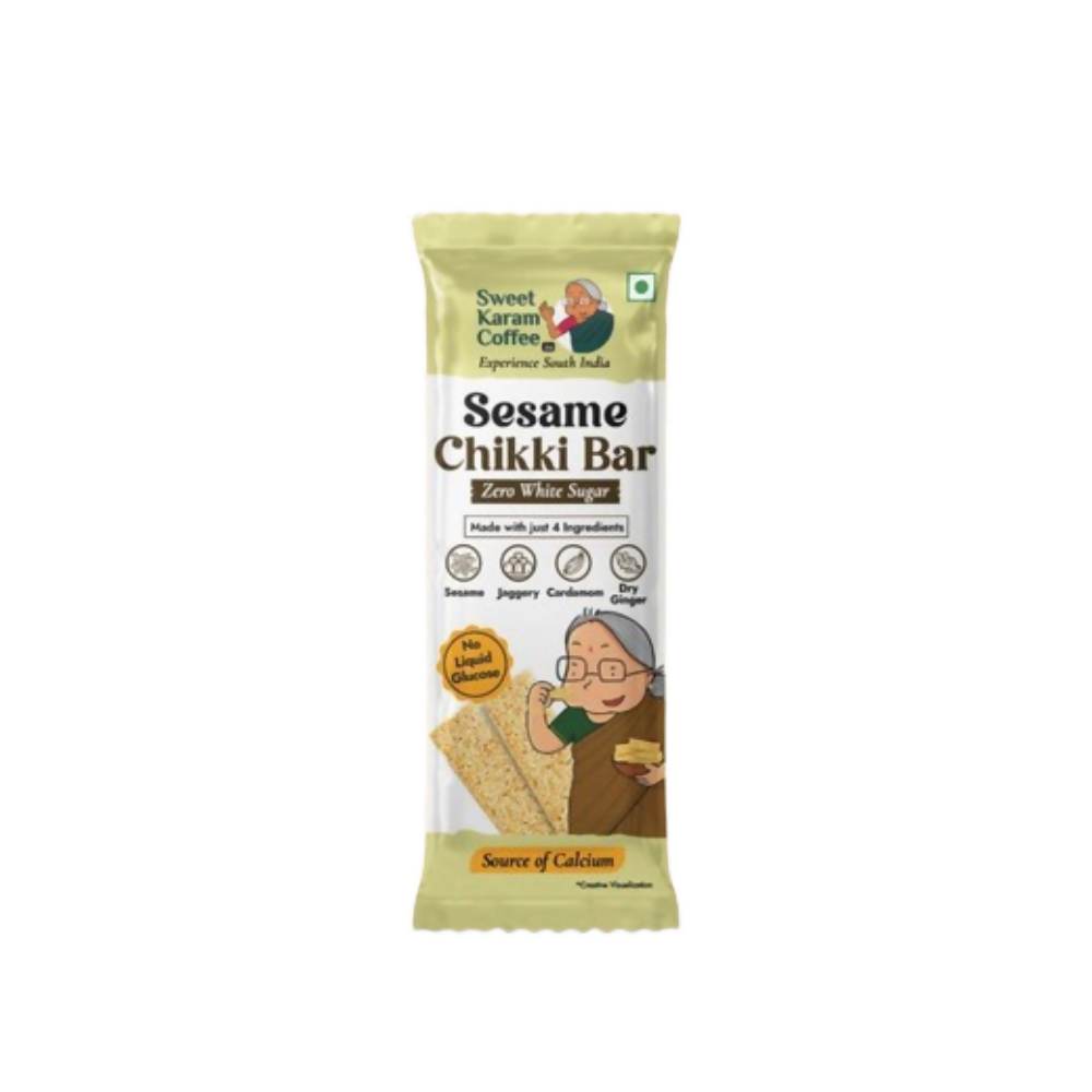 Sweet Karam Coffee White Sesame Chikki Bar (Zero White Sugar) | Grocsy