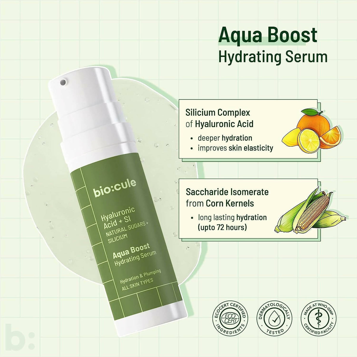 Biocule Aqua Boost Hydrating Face Serum | Grocsy
