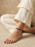 NVR Women Set of 2 Black Beaded Evil Eye Anklet | Grocsy