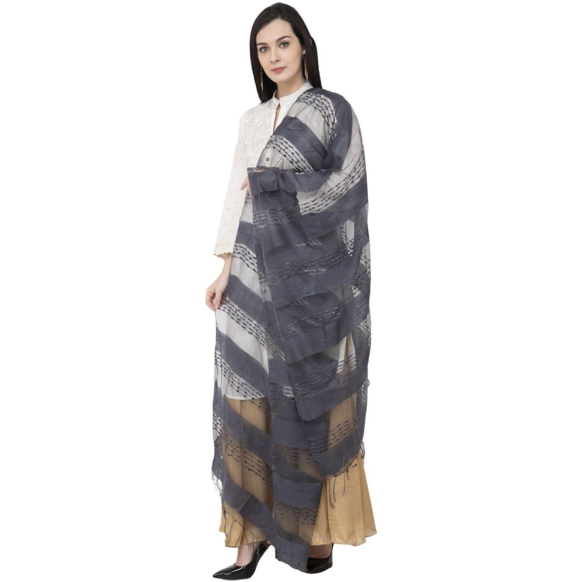 A R Silk Payal Plan Regular Dupatta Gray Color Dupatta or Chunni | Grocsy