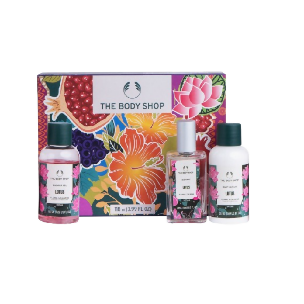 The Body Shop Lotus Shower Gel Body Lotion & Body Mist Gift Set | Grocsy