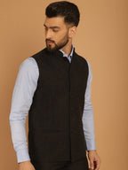 Even Apparels Pure Wool Nehru Jacket - Charcoal | Grocsy