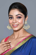Joban Fashion Women Kundan Pearl Golden White Earrings | Grocsy