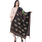A R Silk Silk Peacock Multi Fancy Dupatta Color Black Dupatta or Chunni | Grocsy