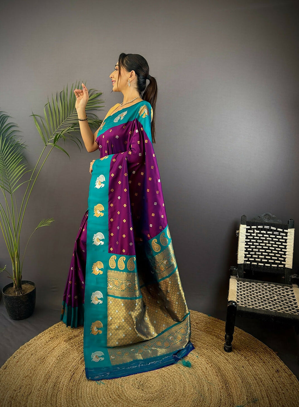 Joban Fashion Royal Blue Butti Banarasi Silk Sarees | Grocsy