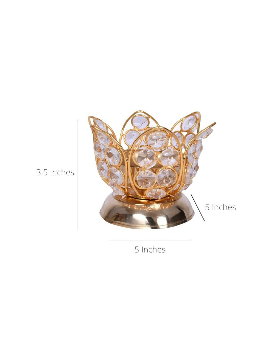 CraftVatika Gold Toned Crystal Lotus Shaped Diya | Grocsy