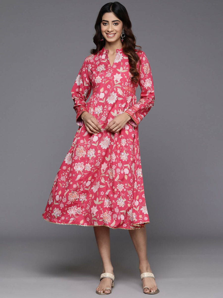Ahalyaa Women's Traditional wear Dress - Pink | Grocsy