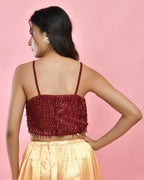 Amodini Designer Studio Maroon Sequined Strap Padded Blouse | Grocsy